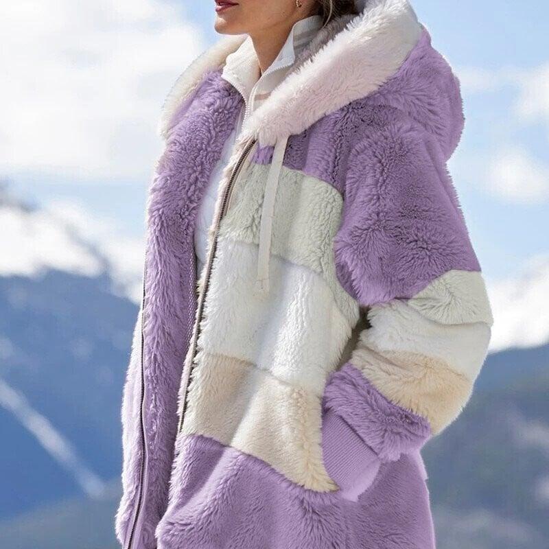 Pikowany płaszcz kontrastowy dla wyrafinowanego ciepła