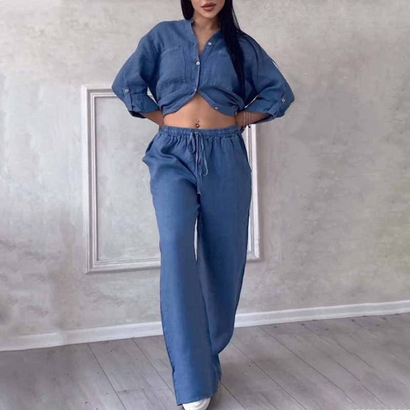 Set de 2 piese pentru femei | Cămașă și pantaloni Bouthered